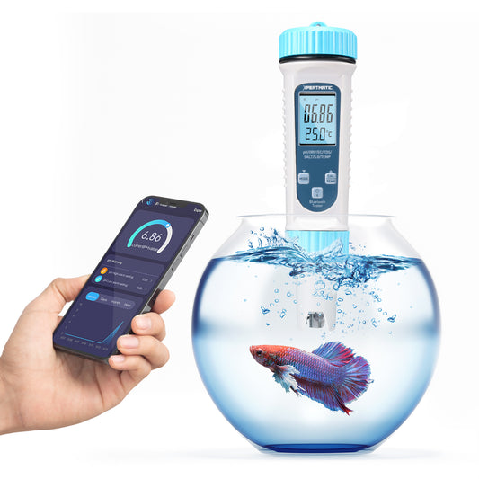 XpertMatic Bluetooth Water Tester, Auto Power Off, Precise Measurements for pH, TDS, EC, SALT, TEMP, S.G, and ORP, Blue