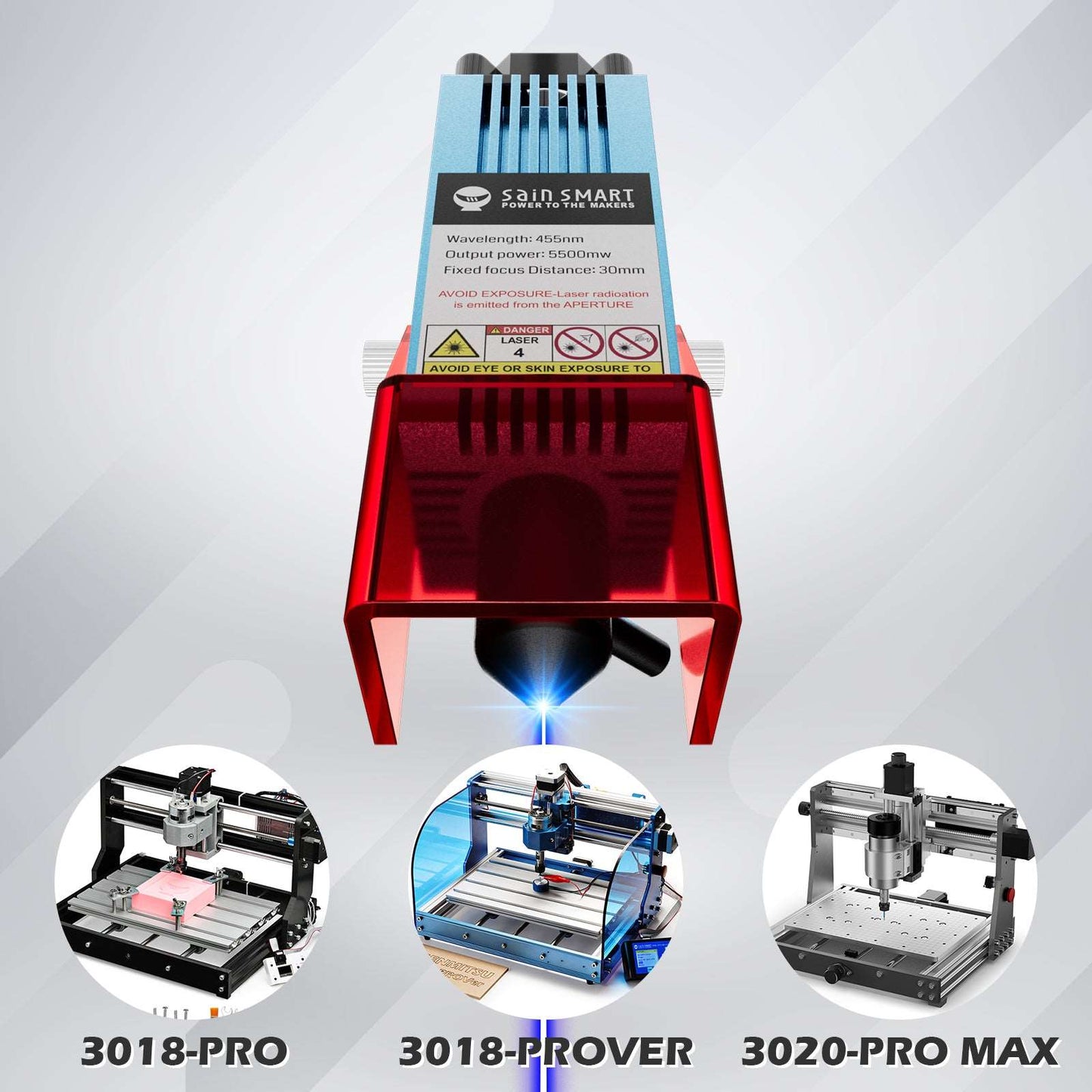 5.5W Compressed FAC Laser Module for 3018 CNC, 3020-PRO MAX, 3030-PROVer MAX with Air Assist Nozzle