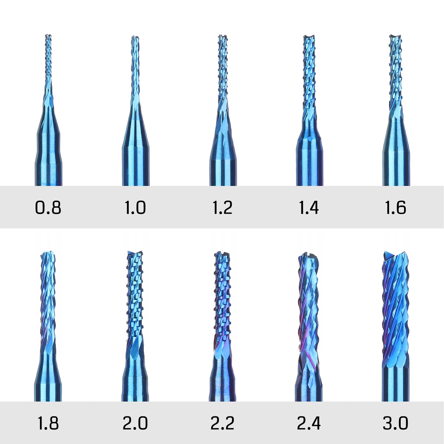 Variety Set C08/C15, 1/8" Shank, Nano Blue Coating Router Bit,10 Pcs