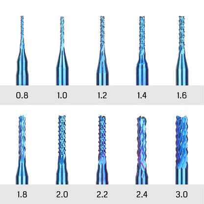 Variety Set C08/C15, 1/8" Shank, Nano Blue Coating Router Bit,10 Pcs