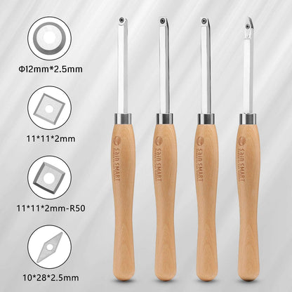 4 PCS Carbide Wood Lathe Turning Tool Set