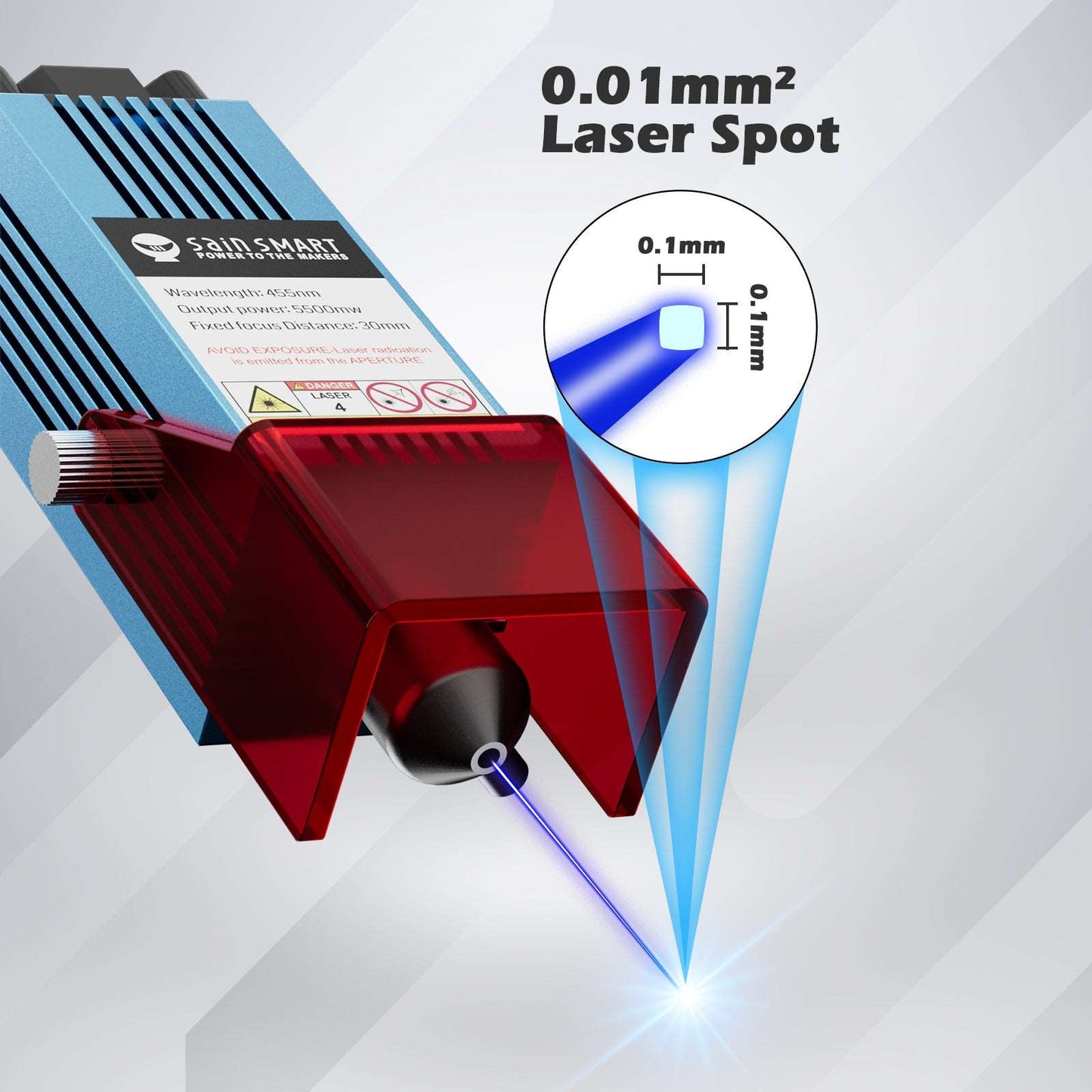 CFL55P 5.5W Compressed FAC Laser Module for 3018 CNC, 3020-PRO MAX, with Air Assist Nozzle