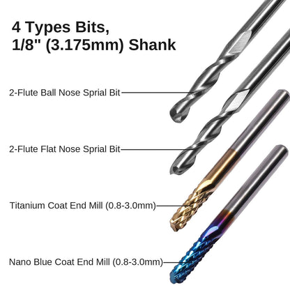 [Open Box] MC40A, 1/8" Shank, CNC Cutter Milling Carving Bit Set, 40-PCS