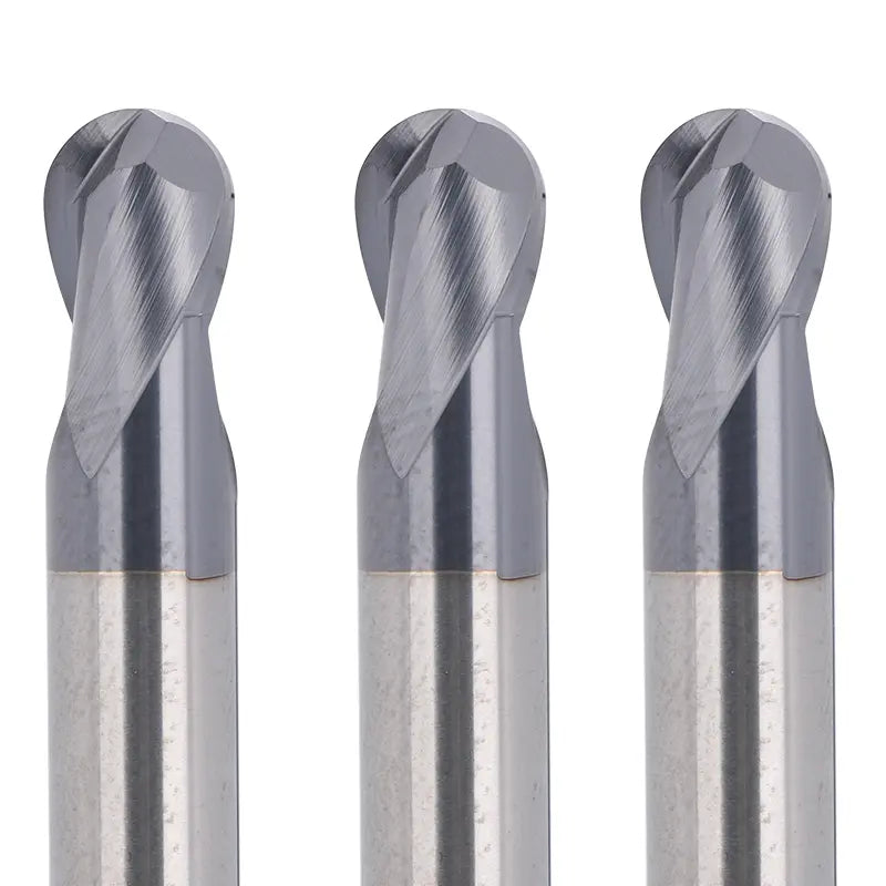 2BNC05, 1/4" Shank, 2” Overall Length, 2-Flute ball Nose, End Mills CNC Router Bits, Carbide Cutter with TiAlN Coating, For Steel, Stainless Steel Metal, Aluminum, 5pcs