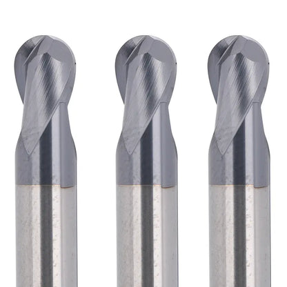 2BNC05, 1/4" Shank, 3”Overall Length, 2-Flute ball Nose,  End Mills CNC Router Bits, Stainless Steel Metal with TiAlN Coating, For Aluminum, Metal, Plastic, MDF & Wood, 5pcs