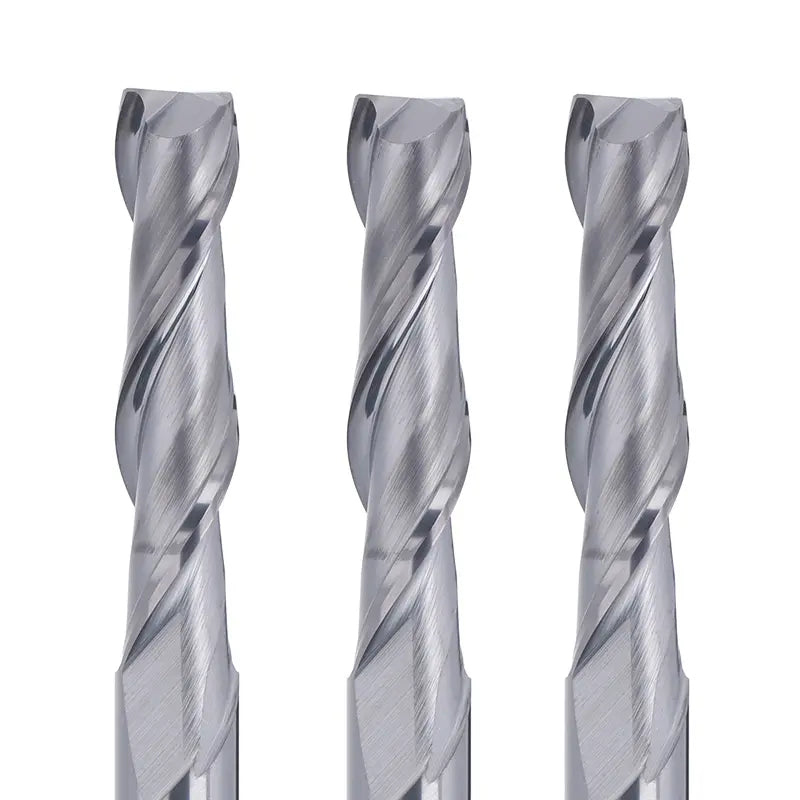 2FNC05, 1/4" Shank, 3”Overall Length, 2-Flute Flatl Nose, End Mills CNC Router Bits, Stainless Steel Metal with TiAlN Coating, For Aluminum, Metal, Plastic, MDF & Wood, 5pcs