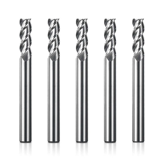 3EMC05, 1/4" Shank, End Mills CNC Router Bits, 3-Flute Flat Nose, 5pcs