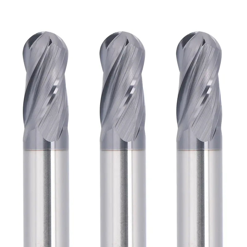 4BNC05, 1/4" Shank, 4-Flute Ball Nose, 3”Overall Length, End Mills CNC Router Bits, Stainless Steel Metal with TiAlN Coating, For Aluminum, Metal, Plastic, MDF & Wood, 5pcs