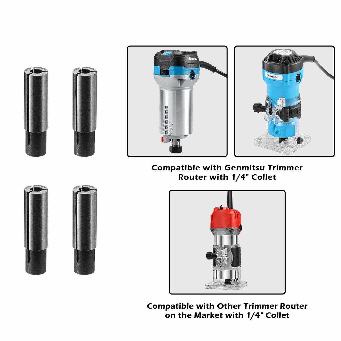 4pcs Router Collet Adapter, 1/4″ to 1/8″ CNC Engraving Router Bit Collet Size Converter