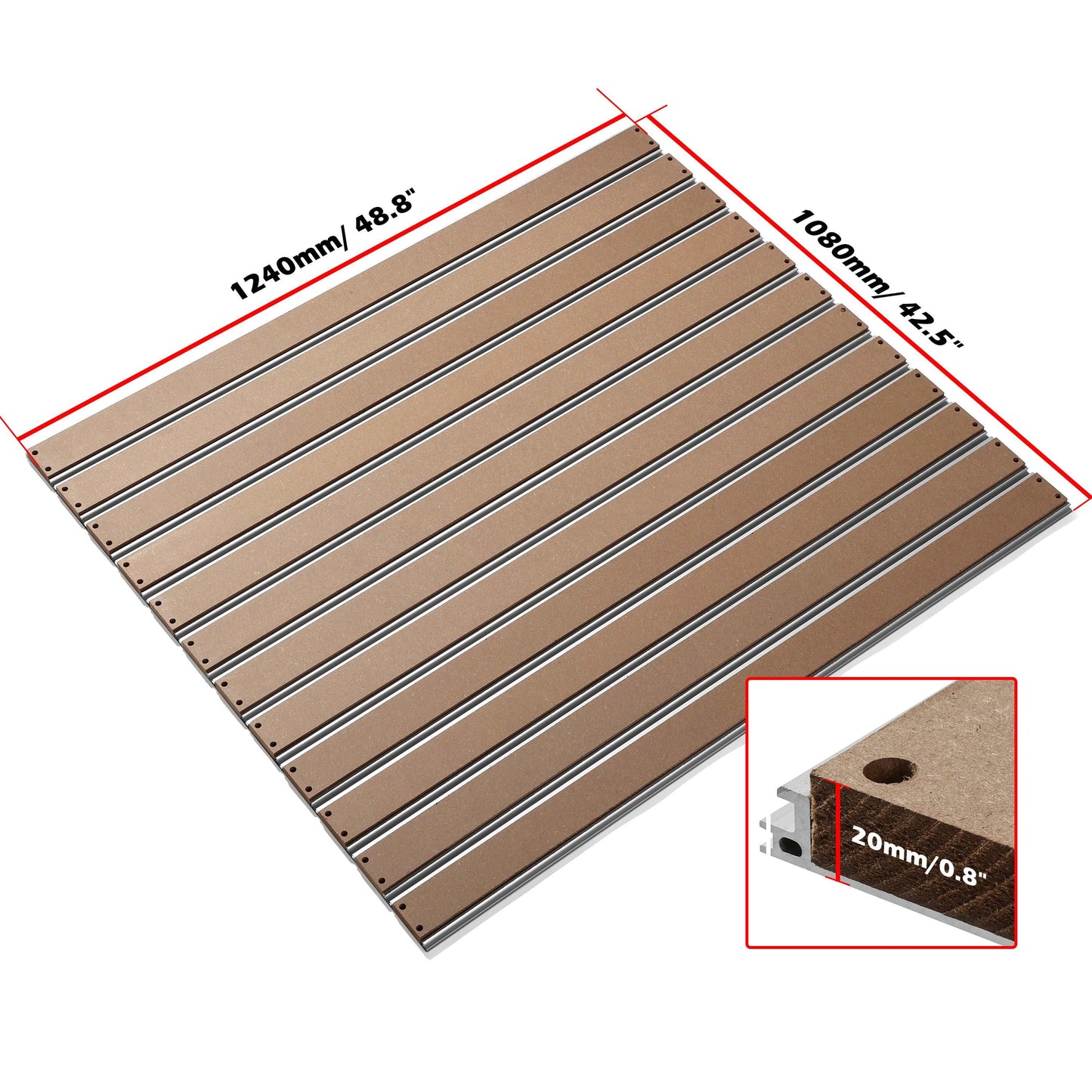 1010 Aluminum & MDF Hybrid Spoilboard for PROVerXL 1010 Extension Kit, T-Track Grid Table