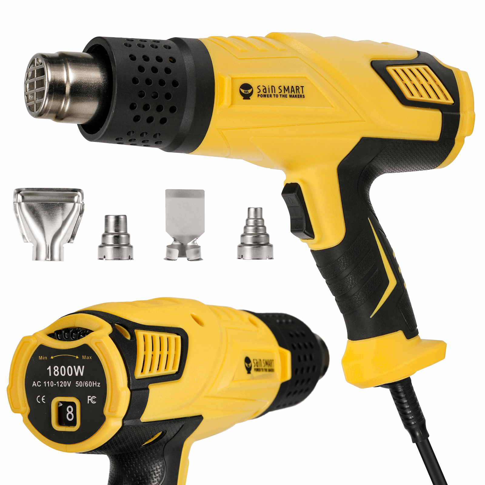 Product Image 1800W Heat Gun, Visible Dual Temp Setting, for Crafts, Stripping Paint, and Shrink Wrapping