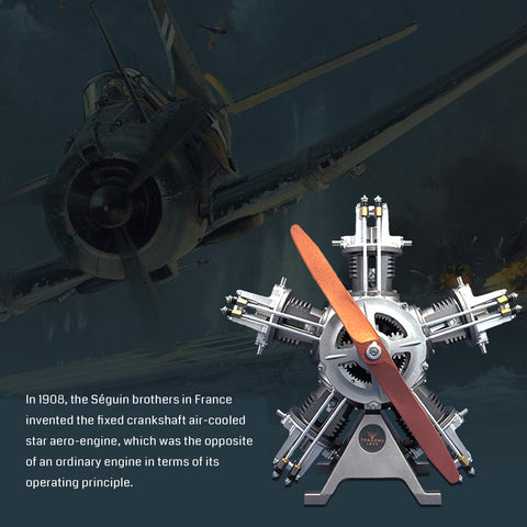 DM116, 5 Cylinder Radial Engine Model Kit that Runs, 1: 6 Full Metal, 250+Pcs, Gifts for him