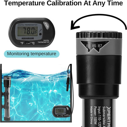 XpertMatic Submersible Aquarium Heater, 100W Adjustable