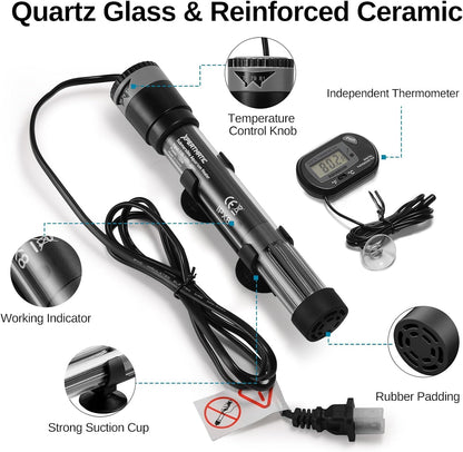 XpertMatic Submersible Aquarium Heater, 100W Adjustable