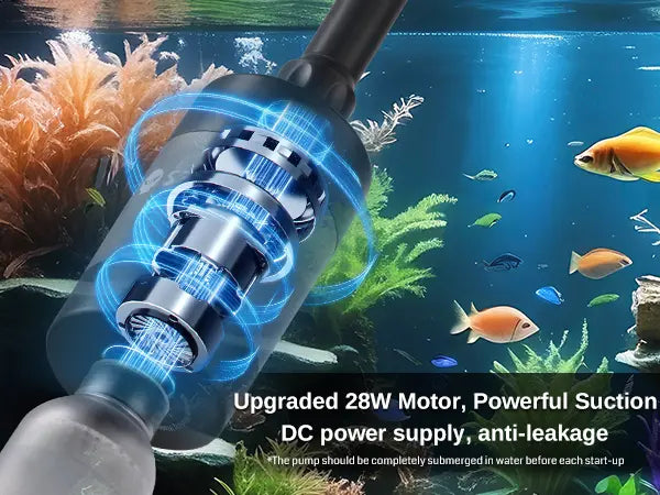 SainSmart 28W Powerful Fish Tank Cleaner, Four-stage Adjustable Efficient Motor for Aquariums, Removes Algae, Gravel, Glass, and More, Aquarium Cleaning Vacuum & Siphon Tool