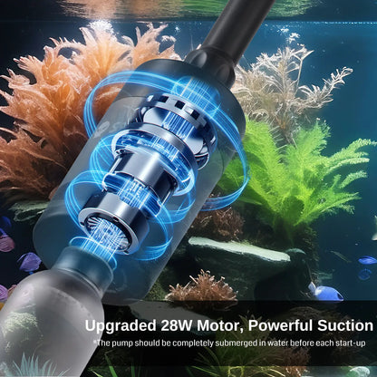 SainSmart 28W Powerful Fish Tank Cleaner, Four-stage Adjustable Efficient Motor for Aquariums, Removes Algae, Gravel, Glass, and More, Aquarium Cleaning Vacuum & Siphon Tool