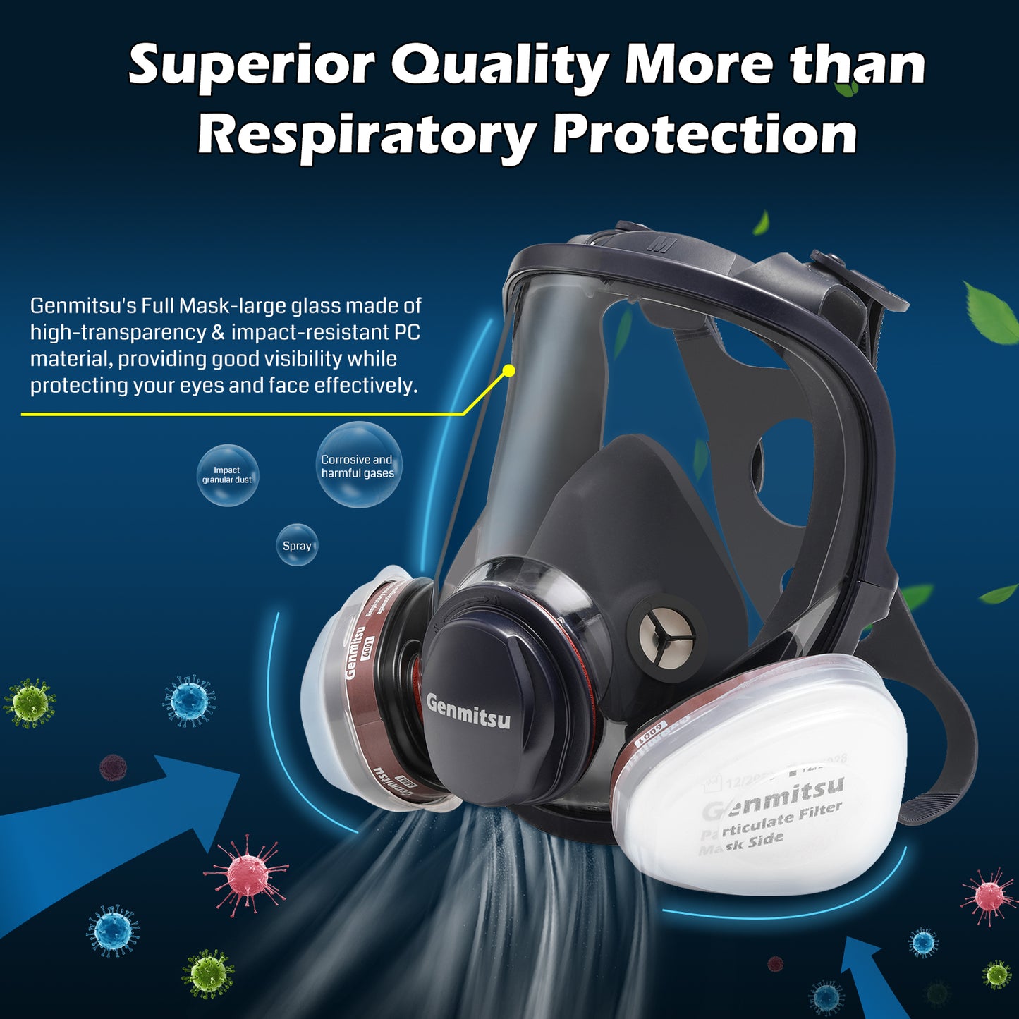 Reusable Respirator Mask Gas Protection, Full Face, Half Face