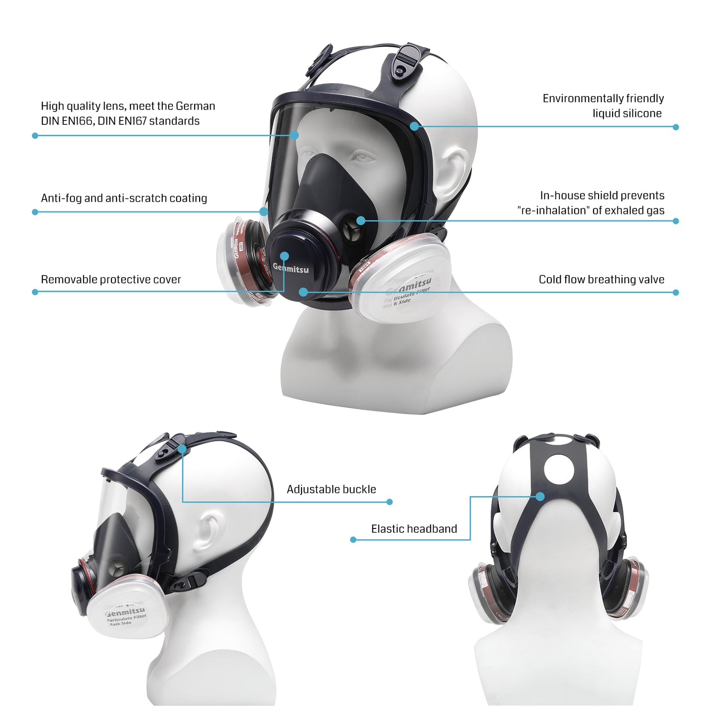 Reusable Respirator Mask Gas Protection, Full Face, Half Face