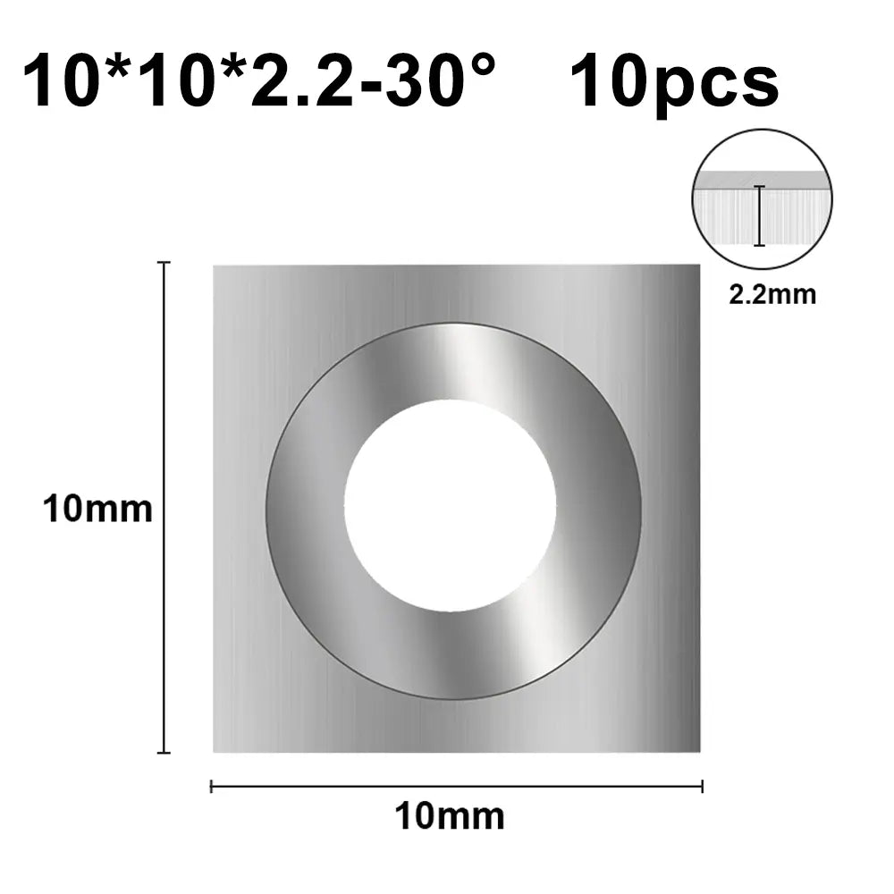 RSCI10A Router Bit Replacement Cutter Accessories set, 10x10x2.2mm, 30° Cutting Angle, Square Shape Tungsten Carbide, 10pcs