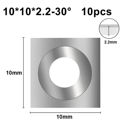 RSCI10A Router Bit Replacement Cutter Accessories set, 10x10x2.2mm, 30° Cutting Angle, Square Shape Tungsten Carbide, 10pcs