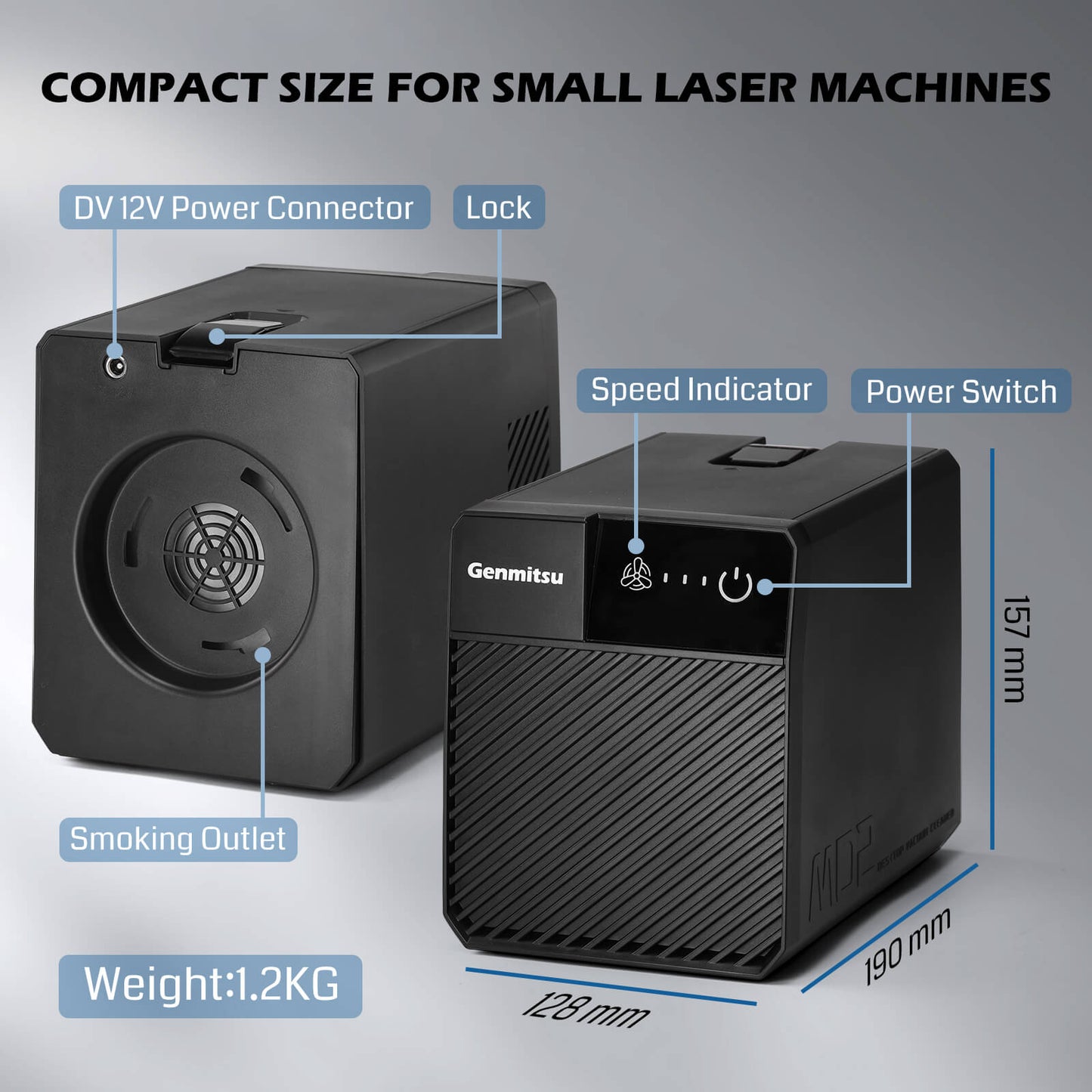 MD2 Smoke Purifier for Kiosk Laser Engraver, Portable, Five-Layer Filtration, Adjustable 3-Speed Control, for Laser, Soldering, Welding