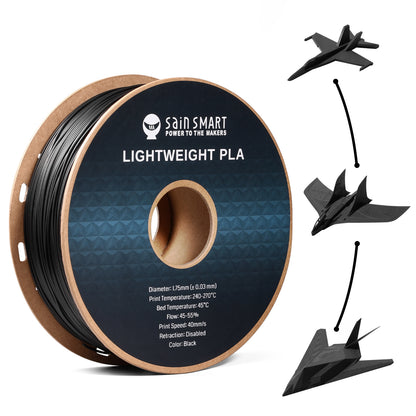 LW-PLA Filament, 1.75mm, Black & White, 1KG, Lightweight Low-Density Active Foaming for 3D Print RC Planes Drone Parts