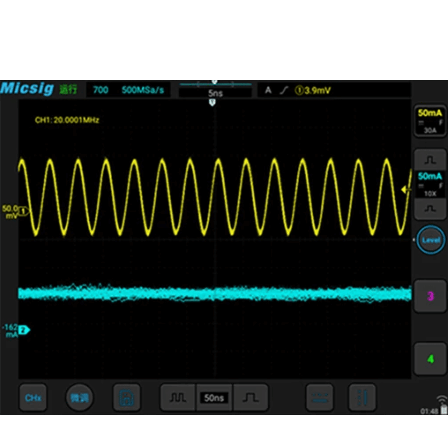 Micsig High Precision AC/DC Current Probe CP503B, 50MHz Bandwidth, 5A/30A Current Range, ±1% Accuracy, Compatible with Oscilloscopes