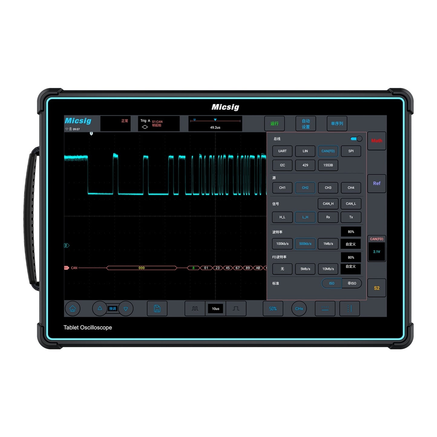 Micsig Oscilloscope ETO3504, Tablet Oscilloscope with 4 Channels 350Mhz Bandwidth 3GSa/s Sampling Rate