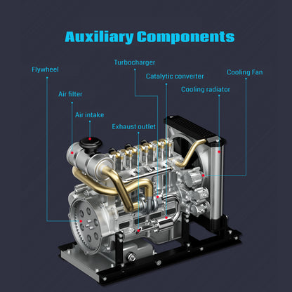 DM115, OHV Inline 4 Cylinder Diesel DIY Engine Model Kit that Runs, 1: 10 Full Metal, 300+Pcs,  Gifts for him