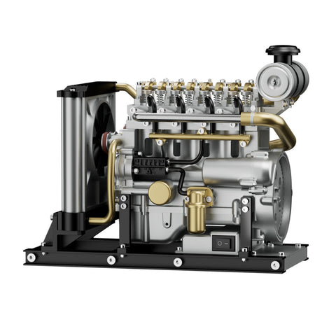 DM115, OHV Inline 4 Cylinder Diesel Engine Model Kit that Runs, 1: 10 Full Metal, 300+Pcs