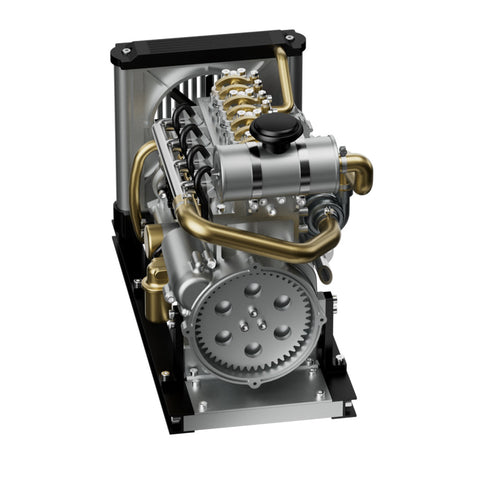 DM115, OHV Inline 4 Cylinder Diesel Engine Model Kit that Runs, 1: 10 Full Metal, 300+Pcs