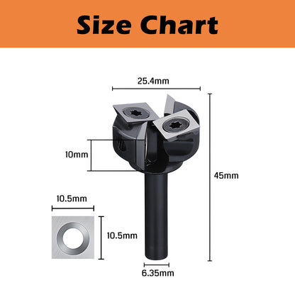 SS01-06, Φ1/4''-1/2'' Shank, Φ25-60mm Cutting Diameter, CNC Spoilboard Surfacing Router Bit, 1pc