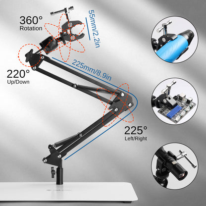 Magnetic Helping Hands Soldering, with Solder Fume Extractor, 360 Hot Air Gun Holder, 13.7" x 9" Heavy Duty Base Plate, Flexible Arms, Third Hand Tool for Soldering Station