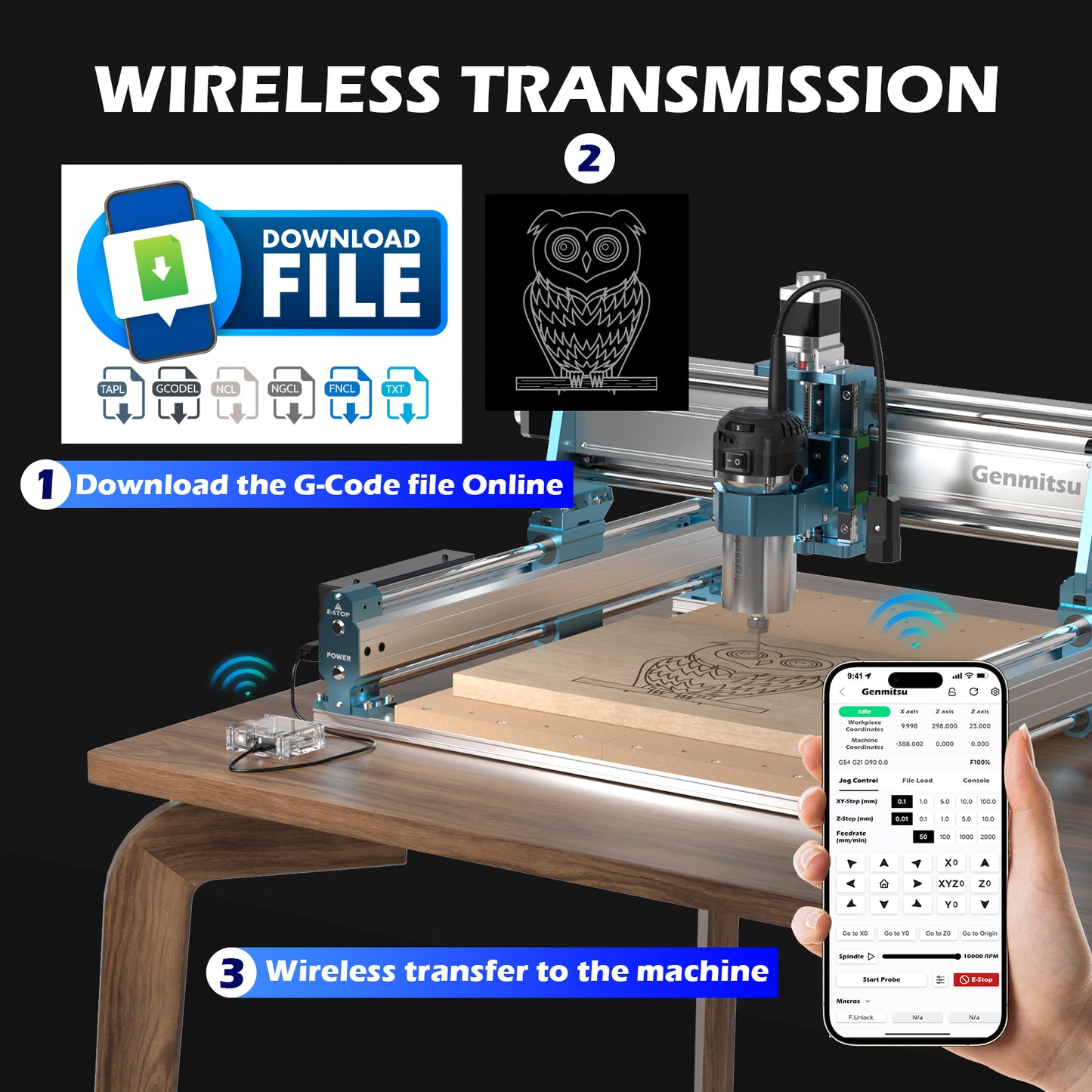 Genmitsu APP Wireless Offline Controller GRBL G-Code Sender Wi-Fi Module Kit for CNC Router