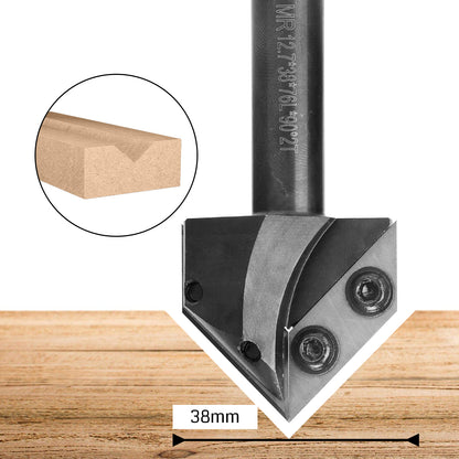 VG01-03, Φ1/4''-1/2'' Shank, Φ16.9-51.6mm Cutting Diameter, 90°-120° V-Groove CNC Router Bit, 1pc