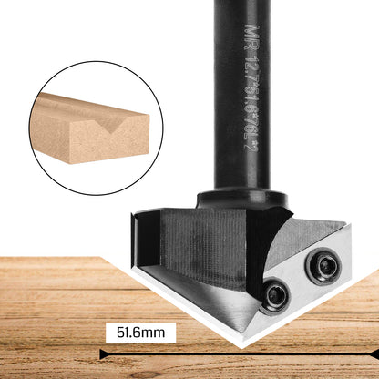 VG01-03, Φ1/4''-1/2'' Shank, Φ16.9-51.6mm Cutting Diameter, 90°-120° V-Groove CNC Router Bit, 1pc