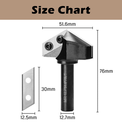 VG01-03, Φ1/4''-1/2'' Shank, Φ16.9-51.6mm Cutting Diameter, 90°-120° V-Groove CNC Router Bit, 1pc