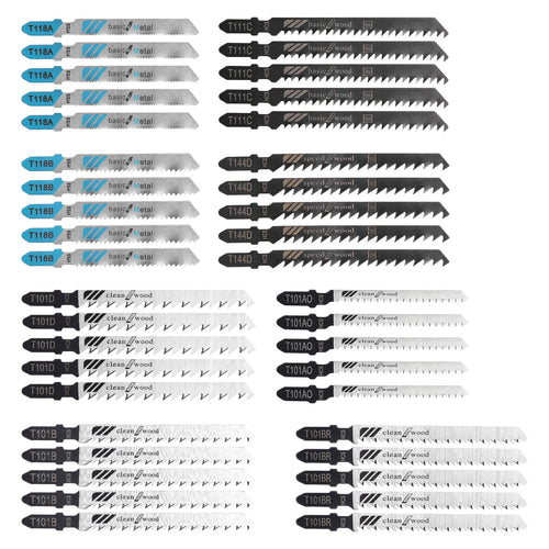 40Pcs Jigsaw Blades Set T-Shank Multi-Purpose with Storage Case, HCS/HSS, For Wood, Plastic and Metal Cutting