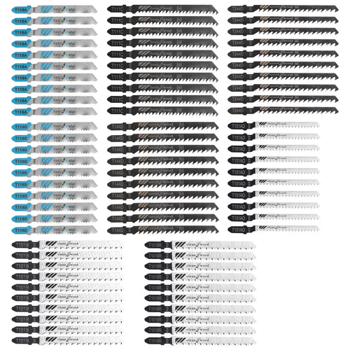 80Pcs Jigsaw Blades Set T-Shank Multi-Purpose with Storage Case, HCS/HSS, For Wood, Plastic and Metal Cutting