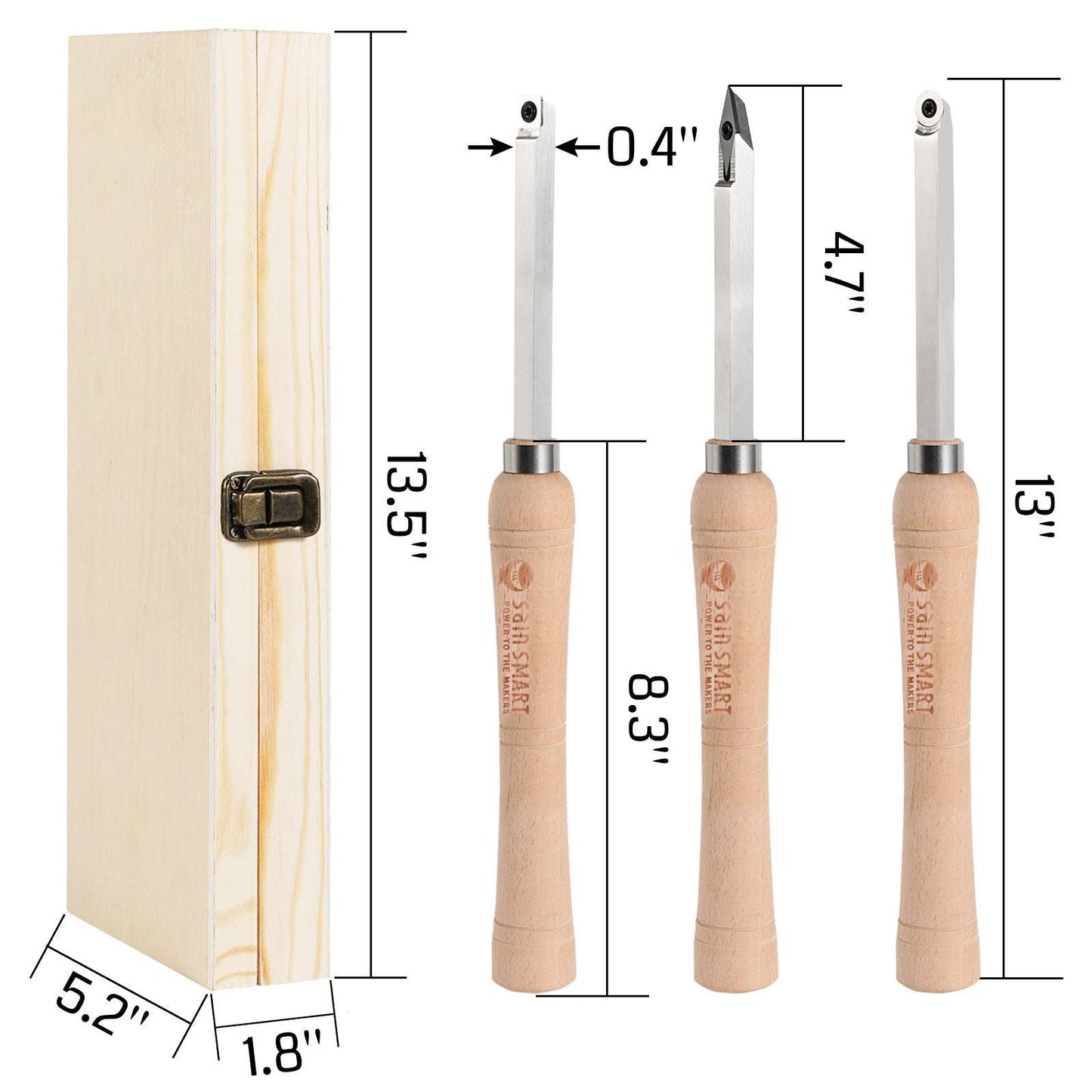 3pcs Carbide Wood Lathe Turning Tool Set