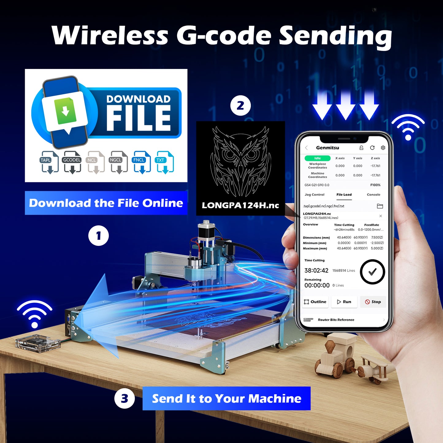 Genmitsu APP Wireless Offline Controller GRBL G-Code Sender Wi-Fi Module Kit for CNC Router