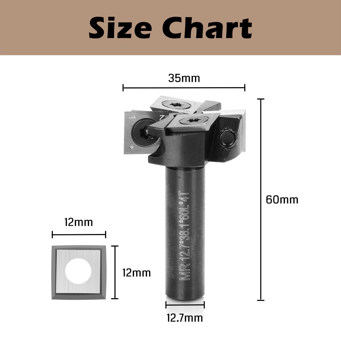 SS01-06, Φ1/4''-1/2'' Shank, Φ25-60mm Cutting Diameter, CNC Spoilboard Surfacing Router Bit, 1pc