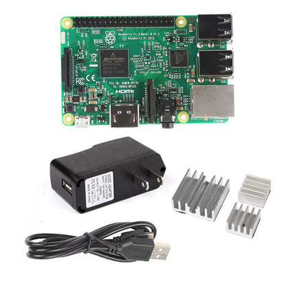 [Discontinued] RASPBERRY Pi 3 Model B 1.2GHz Quad Core 64Bit 1GB RAM + USB Power Supply + 3x Heatsink Basic Kit (2016 Model)