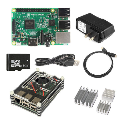 [Discontinued] Raspberry Pi 3 -QUAD Core Black Rainbow Case SD Heatsink HDMI Complete Kit  (2016 Model)