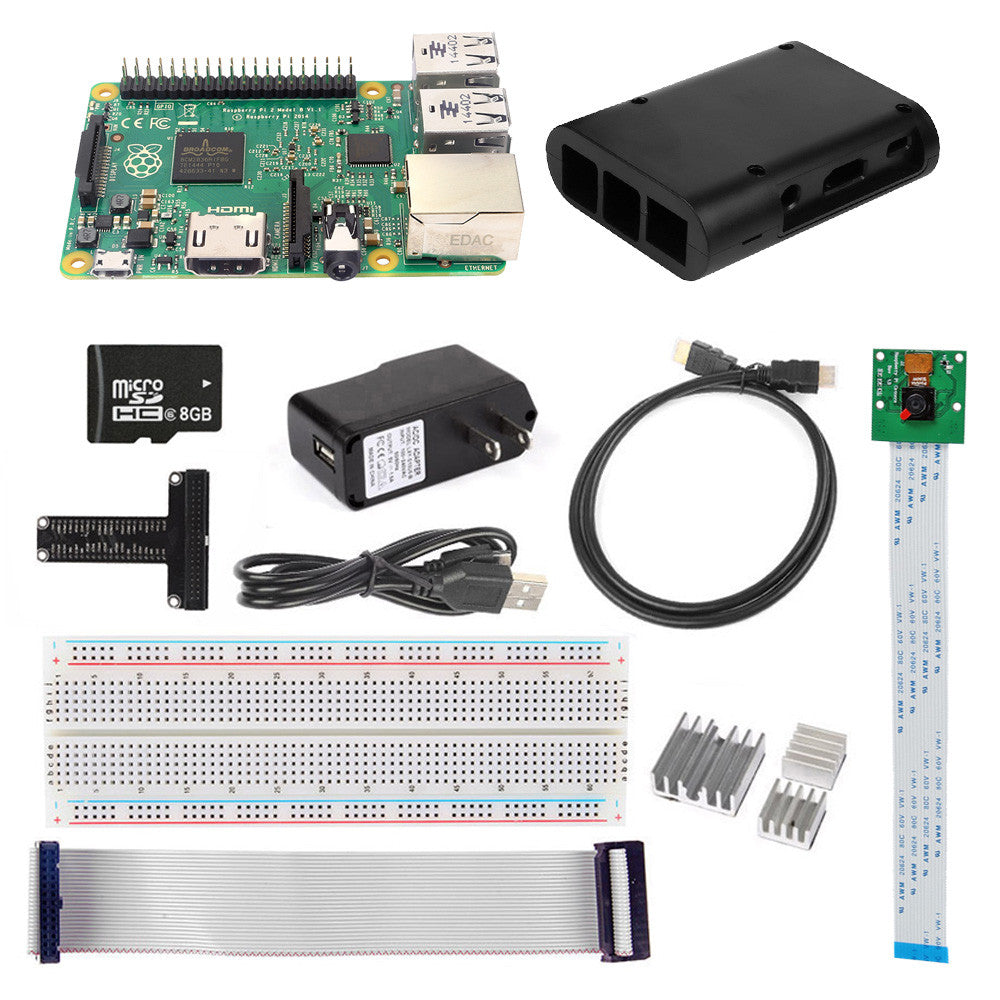 [Discontinued] Raspberry Pi 2 Model B Camera Kit : GPIO, Breadboard, SD Card, HDMI, Wi-Fi, Case, Heatsink, USB Power Supply  On Sale