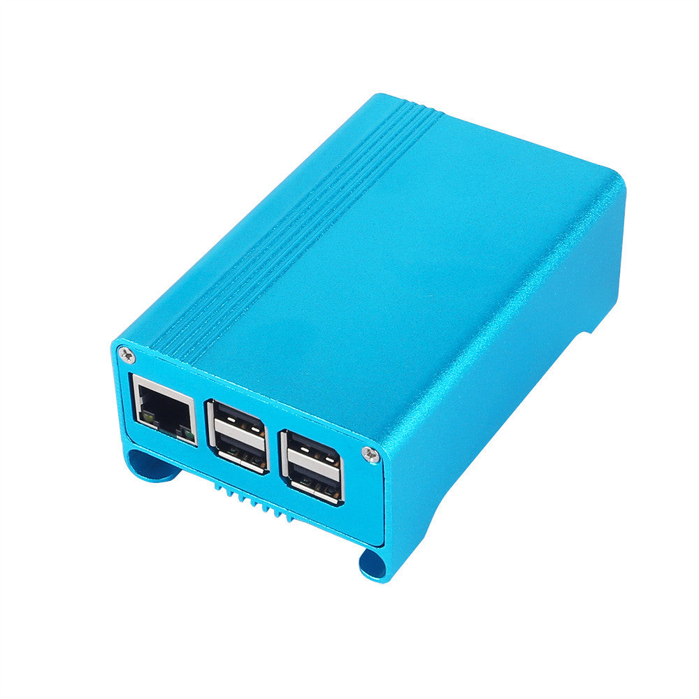 [Discontinued] SainSmart Blue Aluminum Alloy Protective Case with Cooling Fan for Raspberry Pi 3  Model B and Pi 2 Model B+