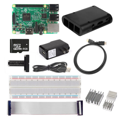 [Discontinued] Raspberry Pi 3 Kit - Black ABS Case 8GB SD Card Breadboard HDMI GPIO USB Charger