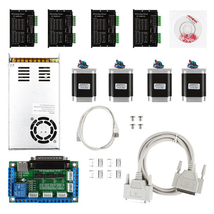 [Discontinued] CNC 4-Axis kit 5 with TB6600 Motor Driver, Parallel Interface Breakout Board, Nema23 Stepper Motor and 24V Power Supply