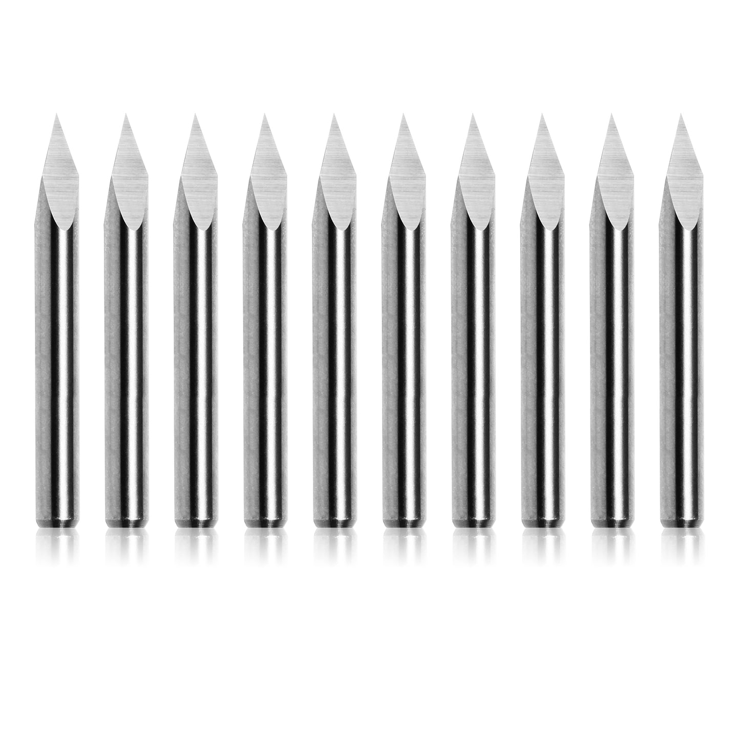 [Discontinued] TR10 Series, Triangular V-Bit, 0.1mm, 1/8'' Shank, 10Pcs CNC Router Bits