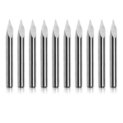 [Discontinued] TR10 Series, Triangular V-Bit, 0.1mm, 1/8'' Shank, 10Pcs CNC Router Bits